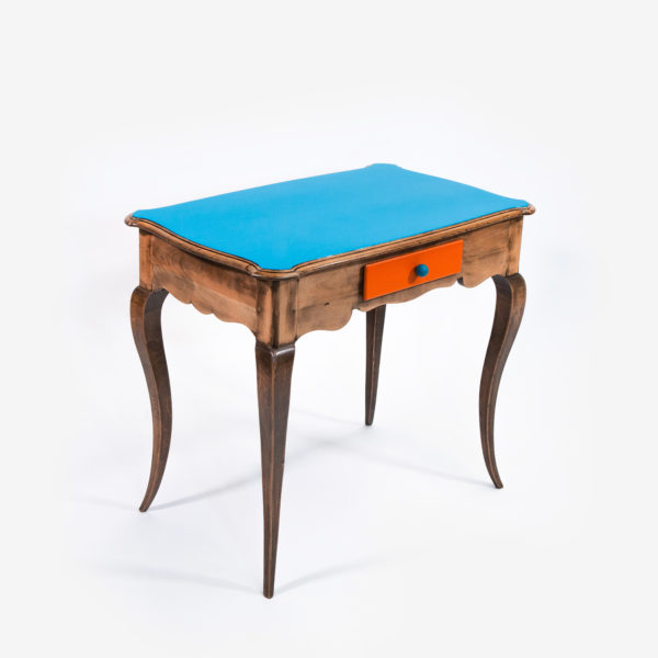 Bureau chic bleu orange chêne massif éthique