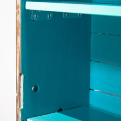 Étagère bibliothèque bleue blanche bois vieilli meuble éthique