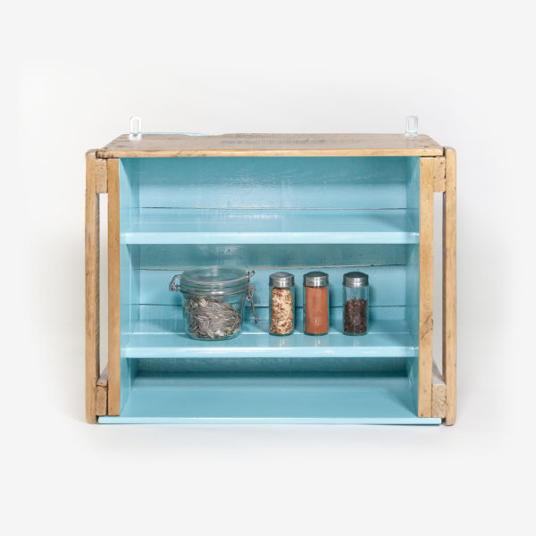 Étagère murale bois massif ancienne caisse upcycling meuble éthique