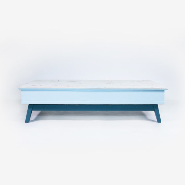 Meuble tv table basse bleue grise bois recyclé