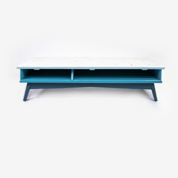 Table basse scandinave bleue grise bois meuble éthique