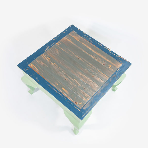 Table basse carrée verte grise bleue écoresponsable