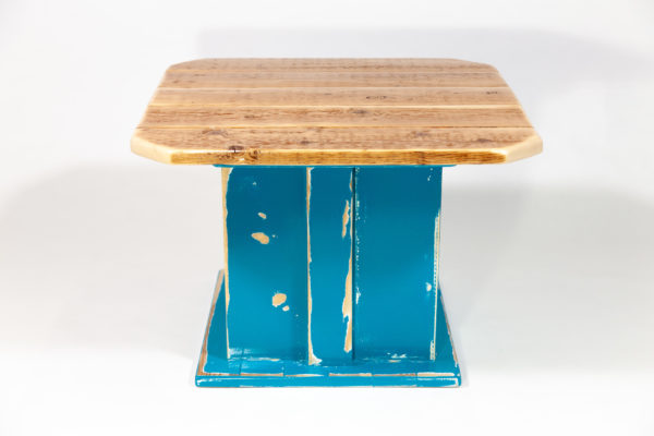 Table basse carrée vieux bois rangement meuble éthique