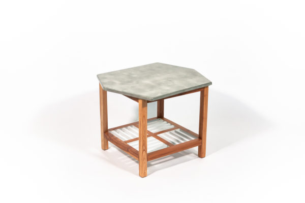 Table basse bois exotique effet marbre écoresponsable