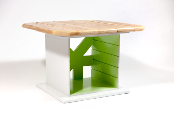 Table basse carrée bois massif rangement intégré fabrication responsable