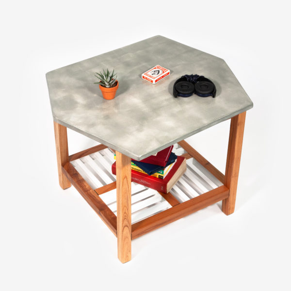 Table basse bois exotique design effet marbre écoresponsable