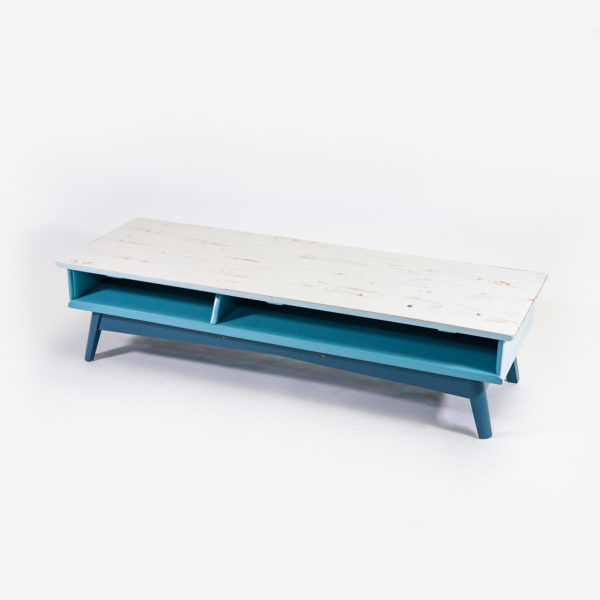 Table basse design scandinave bleue grise meuble écoresponsable