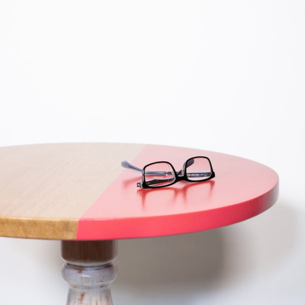 Table bistrot design chêne massif rose pop éthique