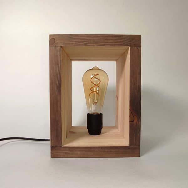 Lampe rectangulaire design en bois massif rustique