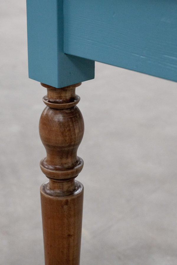 Table bureau éthique en bois rustique bleu